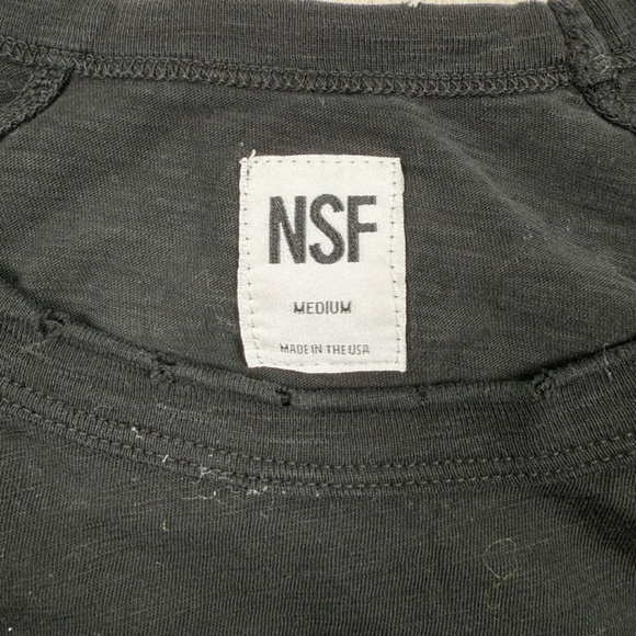 NSF Made in USA Cotton Chloe Fitted Raglan Muscle T-Shirt Black Medium - Picture 3 of 7